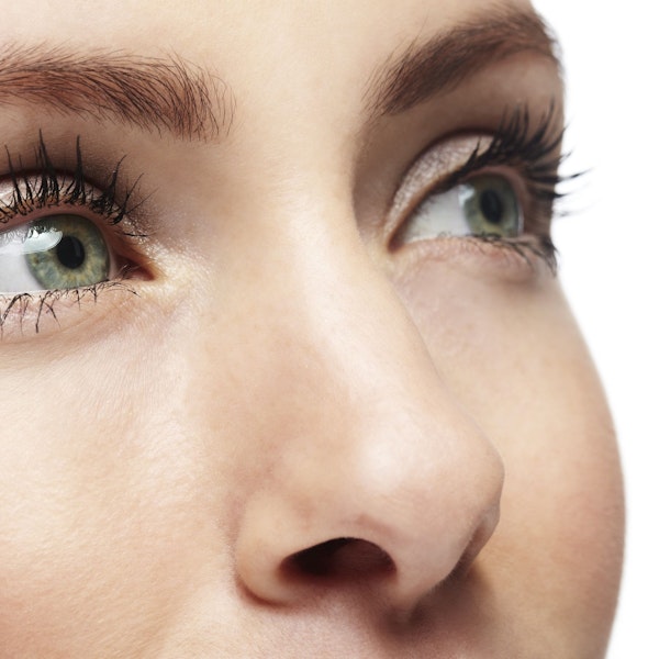 Closeup of woman's nose and eyes