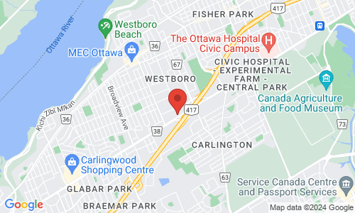 Google map image of our location in 1525 Carling Ave Ste 608 Ottawa, ON